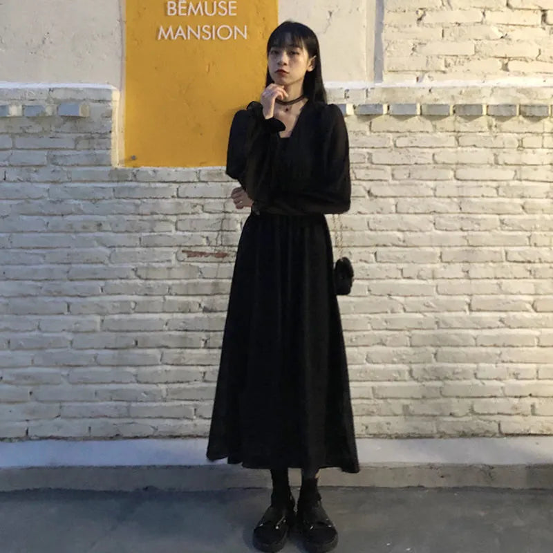 Korean Black Dress l Korean Style – Korean Style Shop