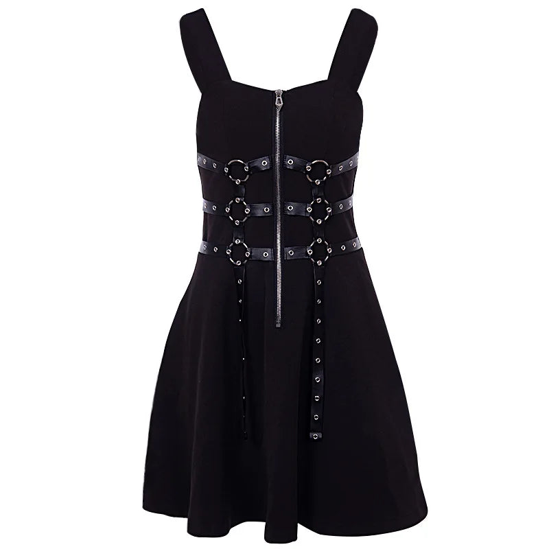 Korean Black Mini Dress – Gothic