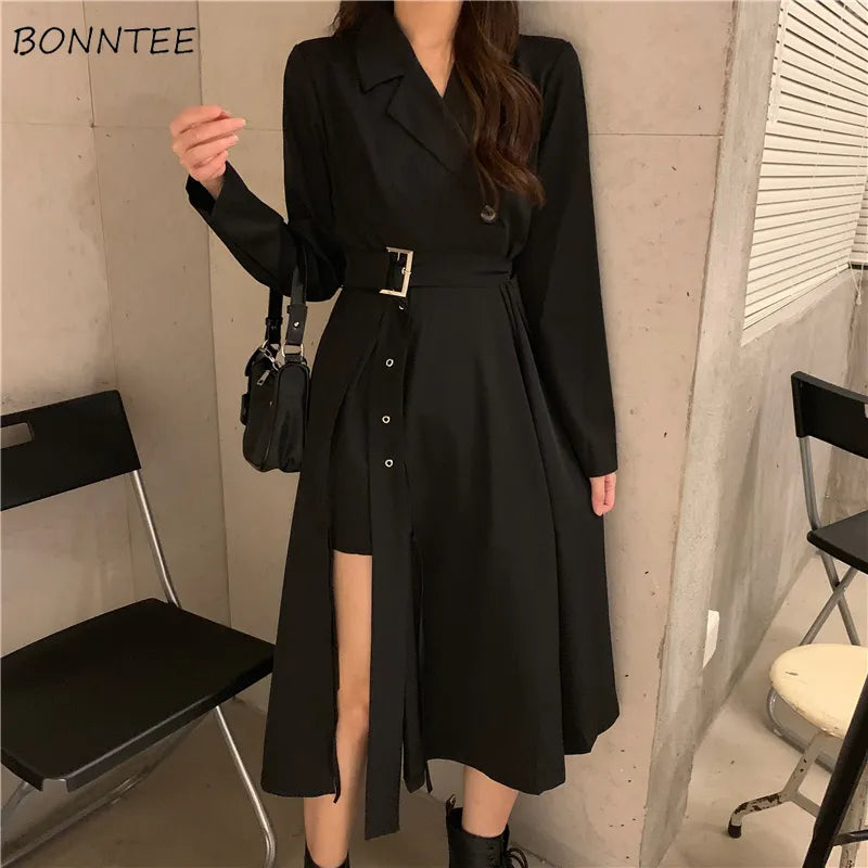 long sleeve dress korean Korean Long Sleeve Coat Dress l Korean Style – Korean Style Shop