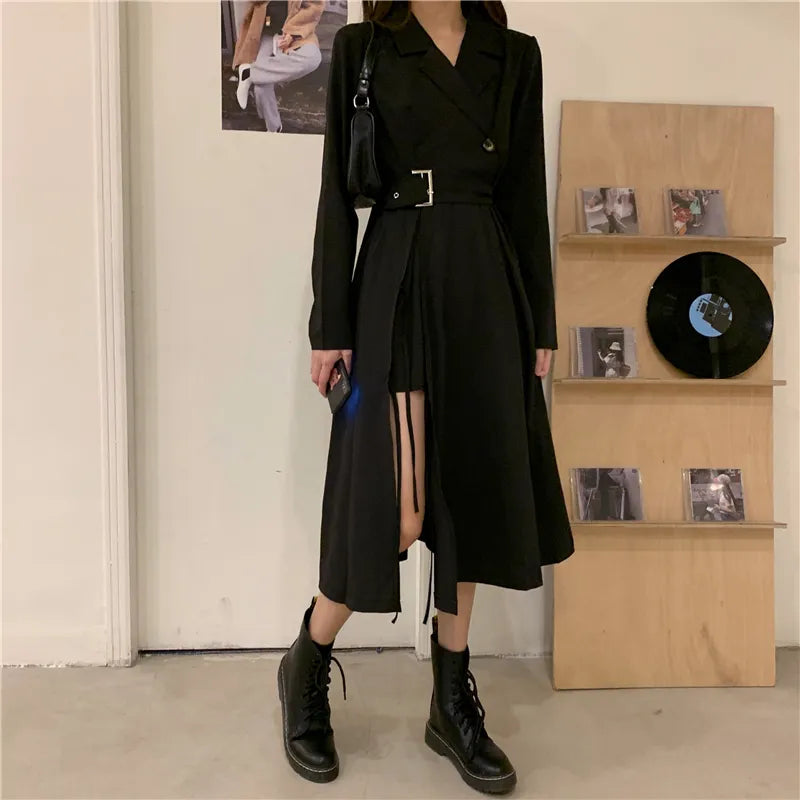 Korean Long Sleeve Coat Dress l Korean Style – Korean Style Shop
