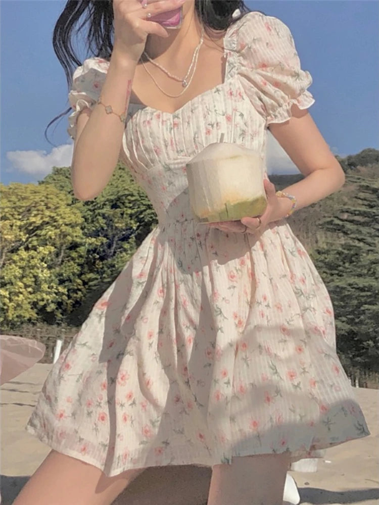 chiffon korean style dress Japanese and Korean Style Waist-Cinching Chiffon Maxi Dress for Women