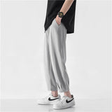 Korean Men's Solid Baggy Light Trousers