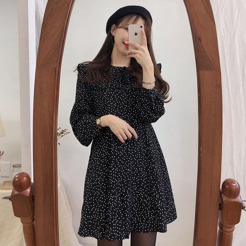 2018 autumn korean long dress Korean Fashion A-line dress for Women