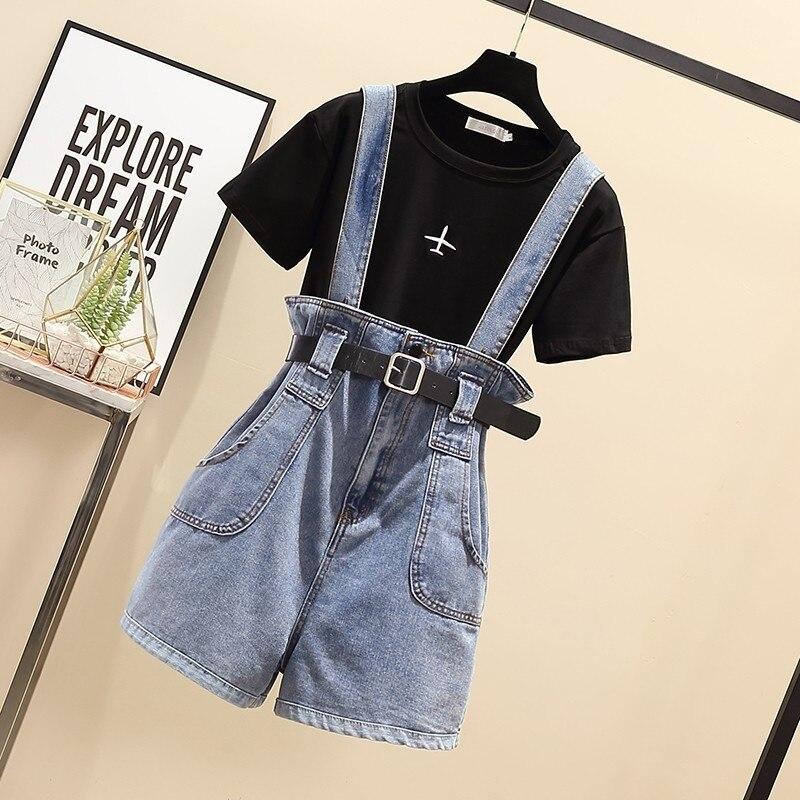 korean fashion overall dress sansweet - Plain Shirt / Overall Dress / Set