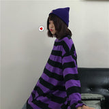 Korean T Shirt Striped Purple