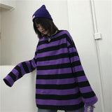 Korean T Shirt Striped Purple