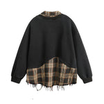 Plaid Letter Embroidery Sweatshirt