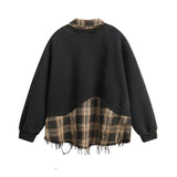 Plaid Letter Embroidery Sweatshirt