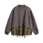 Plaid Letter Embroidery Sweatshirt