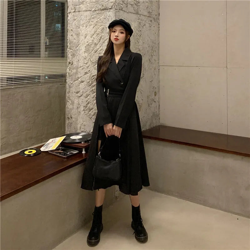 Korean Long Sleeve Coat Dress l Korean Style Korean Style Shop Korean Long Sleeve Coat Dress l Korean Style Korean Style Shop