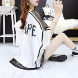 Korean Black White Batwing Asymmetrical T-Shirt