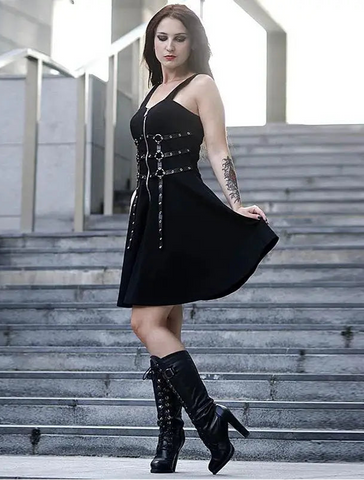black short dress korean Black Dress Kpop Attire For Female Images Q Girl's Korean Style/Hooded Knitted Little Black Dress