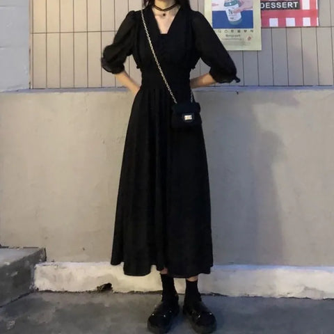 Korean Black Dress l Korean Style – Korean Style Shop