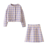 Korean Vintage Plaid Set