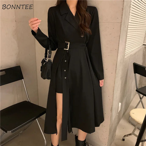 Korean Long Sleeve Coat Dress