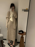 Korean Knitted Two-Piece Set – Cozy Cardigan & Skirt