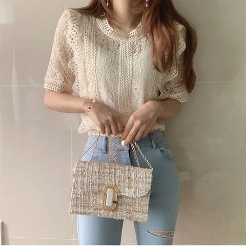 Korean Cropped Lace Shirt