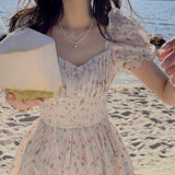 Korean Chiffon Floral Short Dress