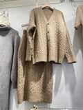 Korean Knitted Two-Piece Set – Cozy Cardigan & Skirt