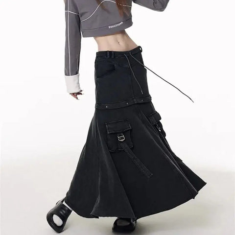 Black Baggy Denim Skirt – Korean Charm