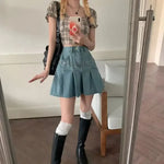 Denim Skirt with Heart Details