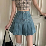 Denim Skirt with Heart Details
