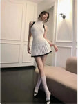 Korean Knitted Two-Piece – Vest & High-Waist Skirt