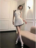 Korean Knitted Two-Piece – Vest & High-Waist Skirt