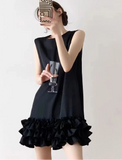 Korean Black Ruffle Dress