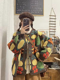 Korean Oversized Cardigan with Fruit Pattern