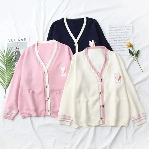 Embroidery V-Neck Cardigan