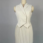 Elegant Korean Two-Piece V-Neck Vest & Pleated Skirt