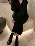Korean Knitted Two-Piece Set – Cozy Cardigan & Skirt