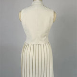 Elegant Korean Two-Piece V-Neck Vest & Pleated Skirt