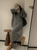 Korean Knitted Two-Piece Set – Cozy Cardigan & Skirt