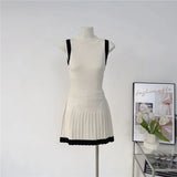 Korean Knitted Two-Piece – Vest & High-Waist Skirt