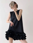 Korean Black Ruffle Dress