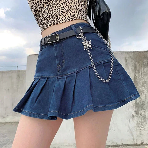 High-Waisted Denim Skirt – Harajuku Y2K Style