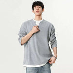 Round-neck sweatshirt with retro stitching