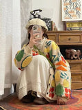 Korean Oversized Cardigan with Fruit Pattern