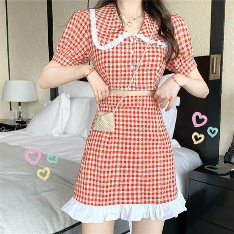 Korean Plaid Outfit