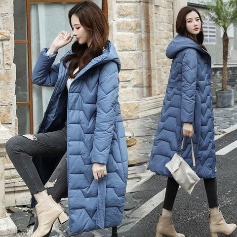 LCDIEB Down Jacket Winter Jacket Female Korean Loose 95% White Duck Down  Long Hooded Collar Contrast Below The Knee Thicken Coat,Creamy,White,S :  Amazon.ca: Clothing, Shoes & Accessories