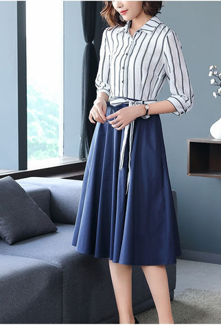 Korean Dress Blue & White Style