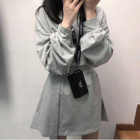 grey korean dress Korean Dress Vintage For Winter