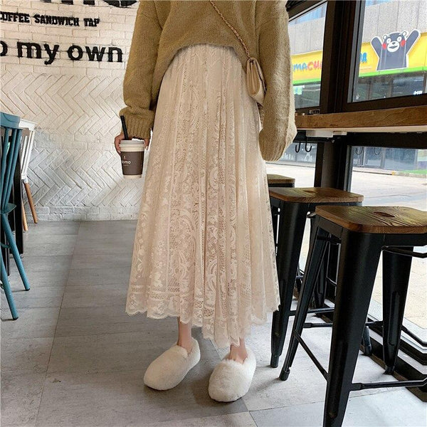 【Sinoon】★ 韓国人気 ★ Lace Midi Skirt ★ 2 COLOR SINOON