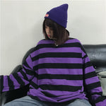 Korean T Shirt Striped Purple