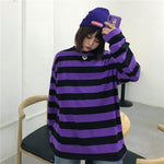 Korean T Shirt Striped Purple