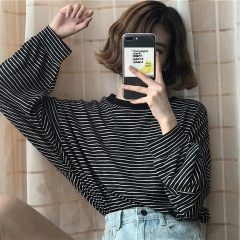 Korean T shirt Thin stripe